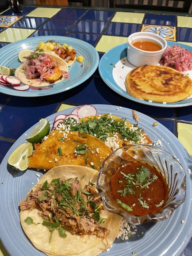 Carnitas Taco - Slow-cooked crispy pork carnitas in a corn tortilla with onion and cilantro.